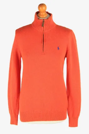 Polo Ralph Lauren Zip Neck Jumper Pullover 90s Women Orange XL - Pepper Tree London