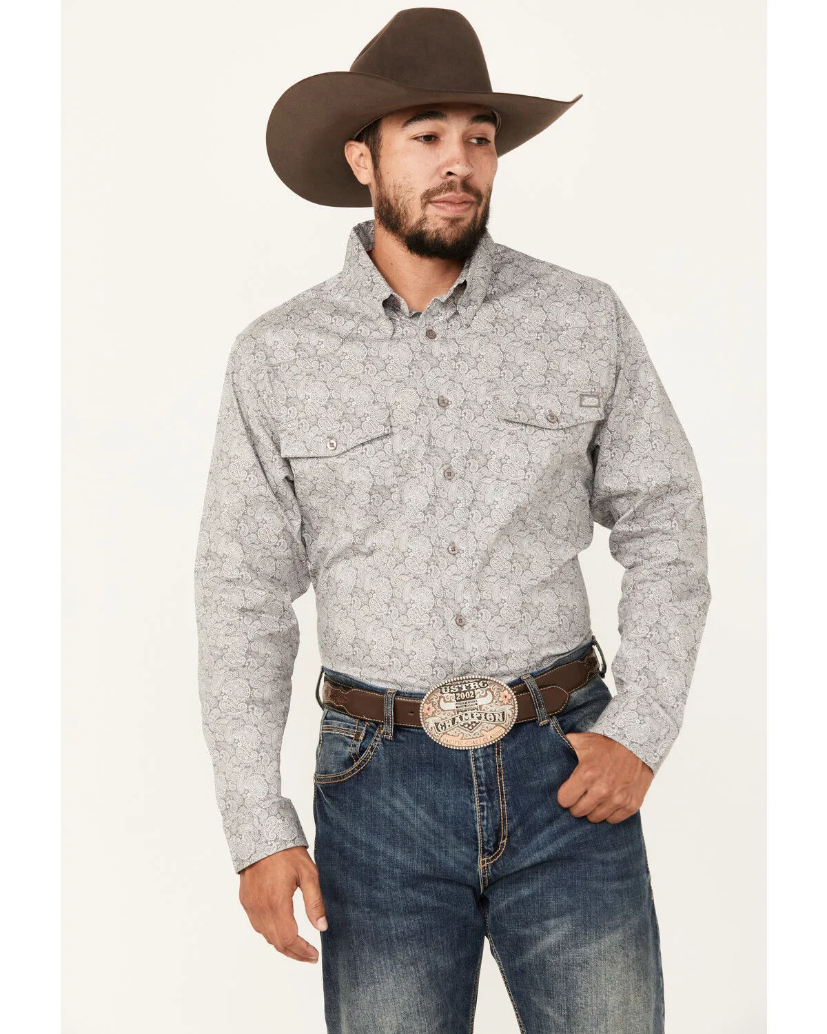 Product Name:  Justin Men's Boot Barn Exclusive Paisley Print Long Sleeve Button-Down Stretch Western Shirt