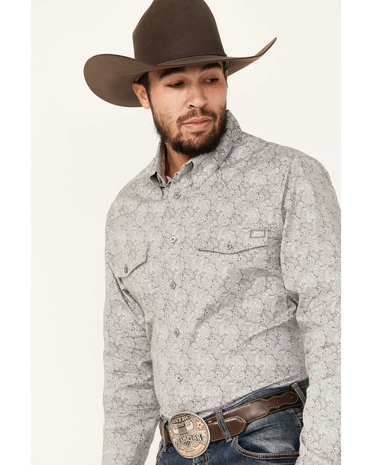 Product Name:  Justin Men's Boot Barn Exclusive Paisley Print Long Sleeve Button-Down Stretch Western Shirt