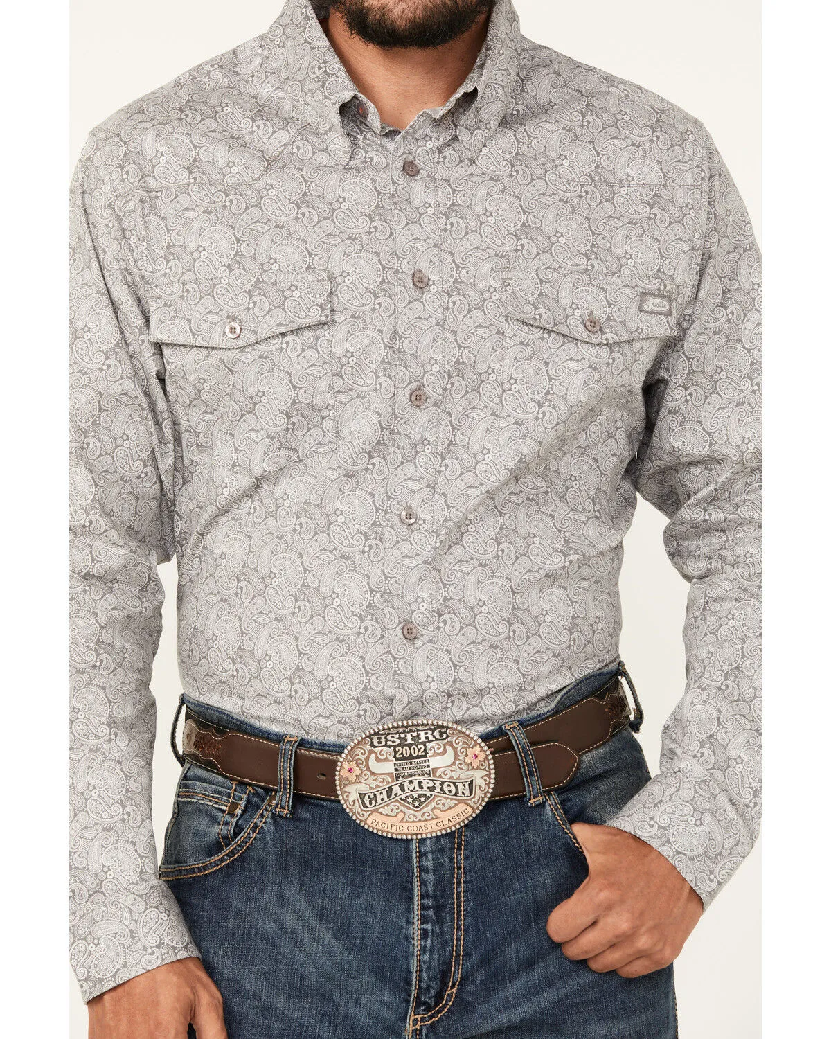 Product Name:  Justin Men's Boot Barn Exclusive Paisley Print Long Sleeve Button-Down Stretch Western Shirt