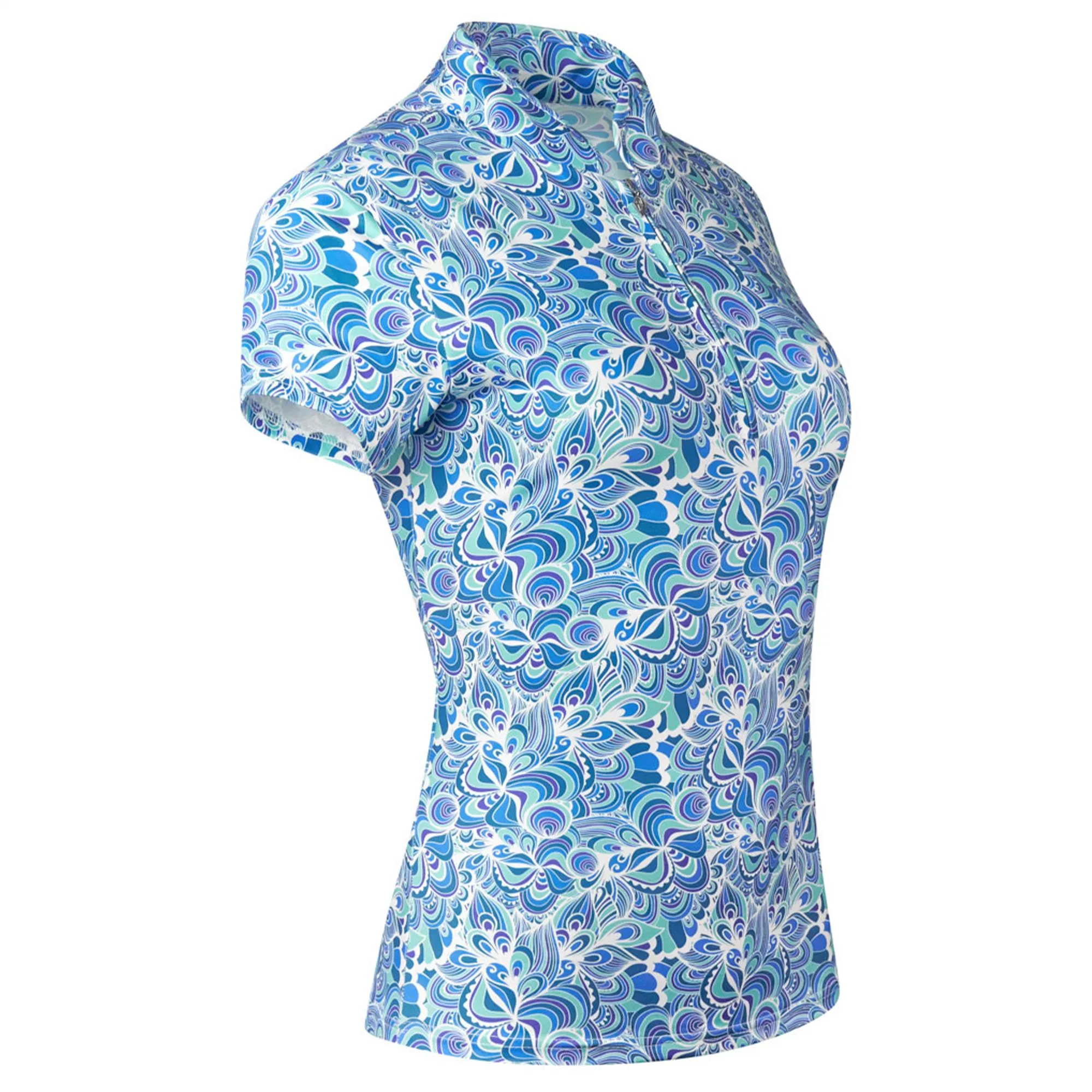 Pure Golf Rise Ladies Golf Polo Shirt Peacock Swirl