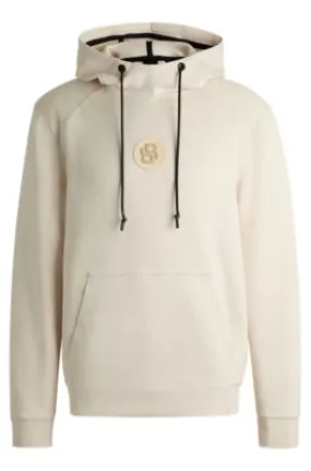 Regular-fit hoodie with double-monogram badge