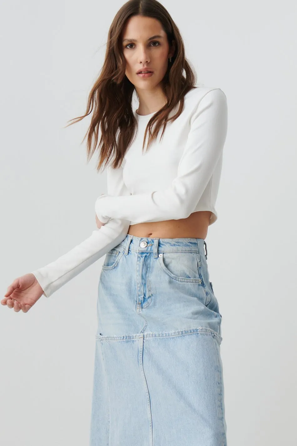 Remade denim skirt