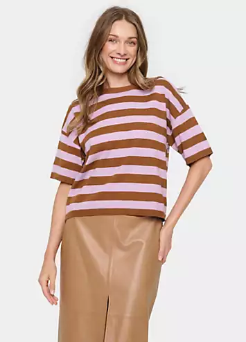 Saint Tropez Fikam Short Sleeve Striped Pullover | Grattan