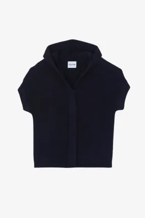 Shirt-Sleeved Cashmere Hooded Jacket