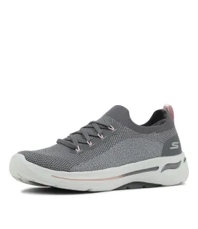 SKECHERS Go Walk Arch Fit Grey Pink Knit Sneakers