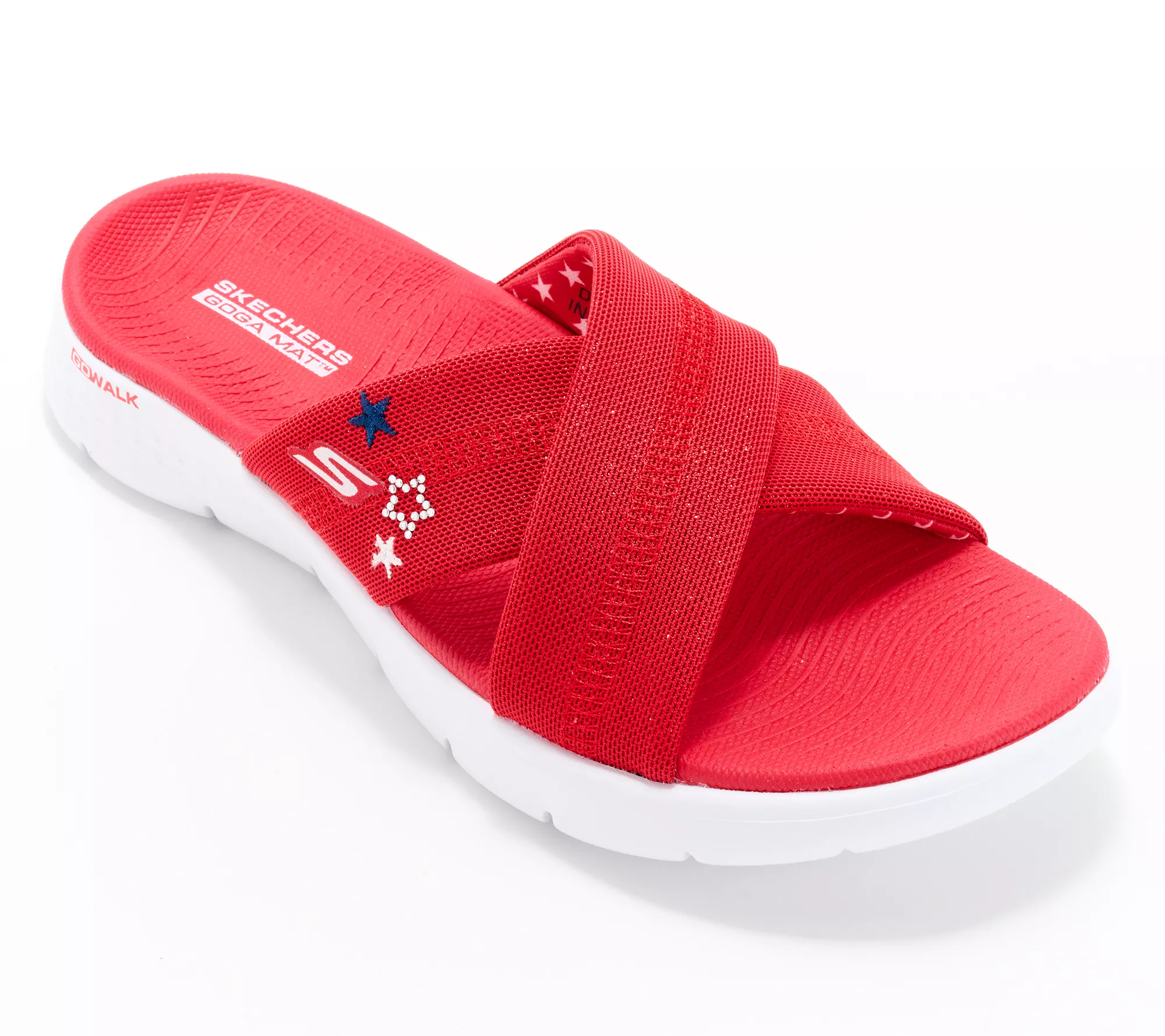 Skechers GOWalk Flex Vegan Patriotic Slide Sandals - Sparkles