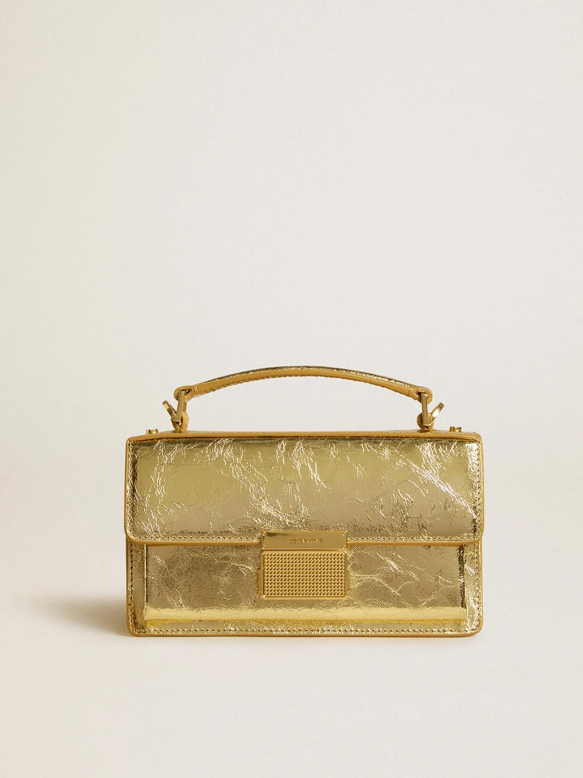 Small Venezia Bag in gold metallic leather with gold details