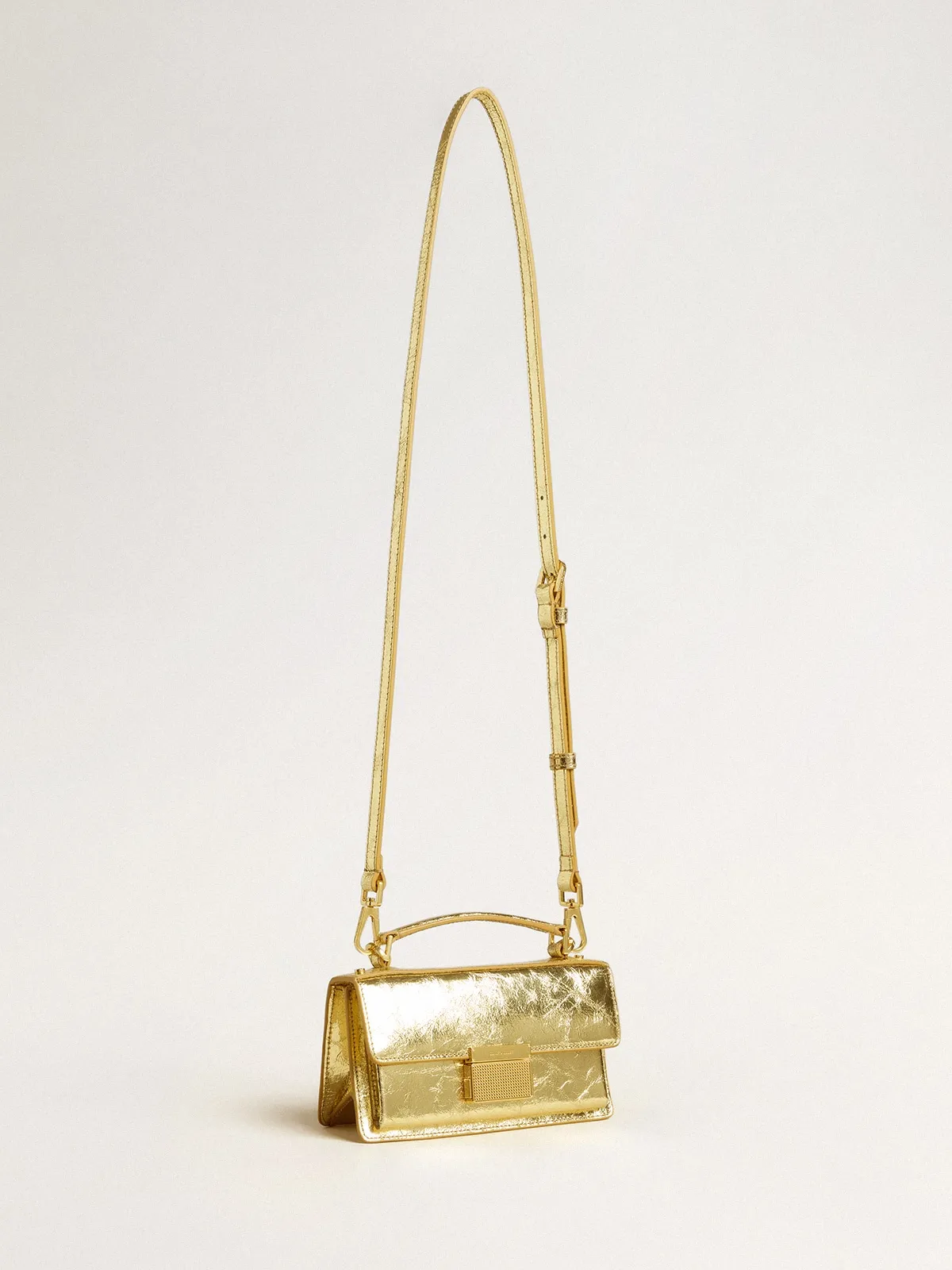 Small Venezia Bag in gold metallic leather with gold details