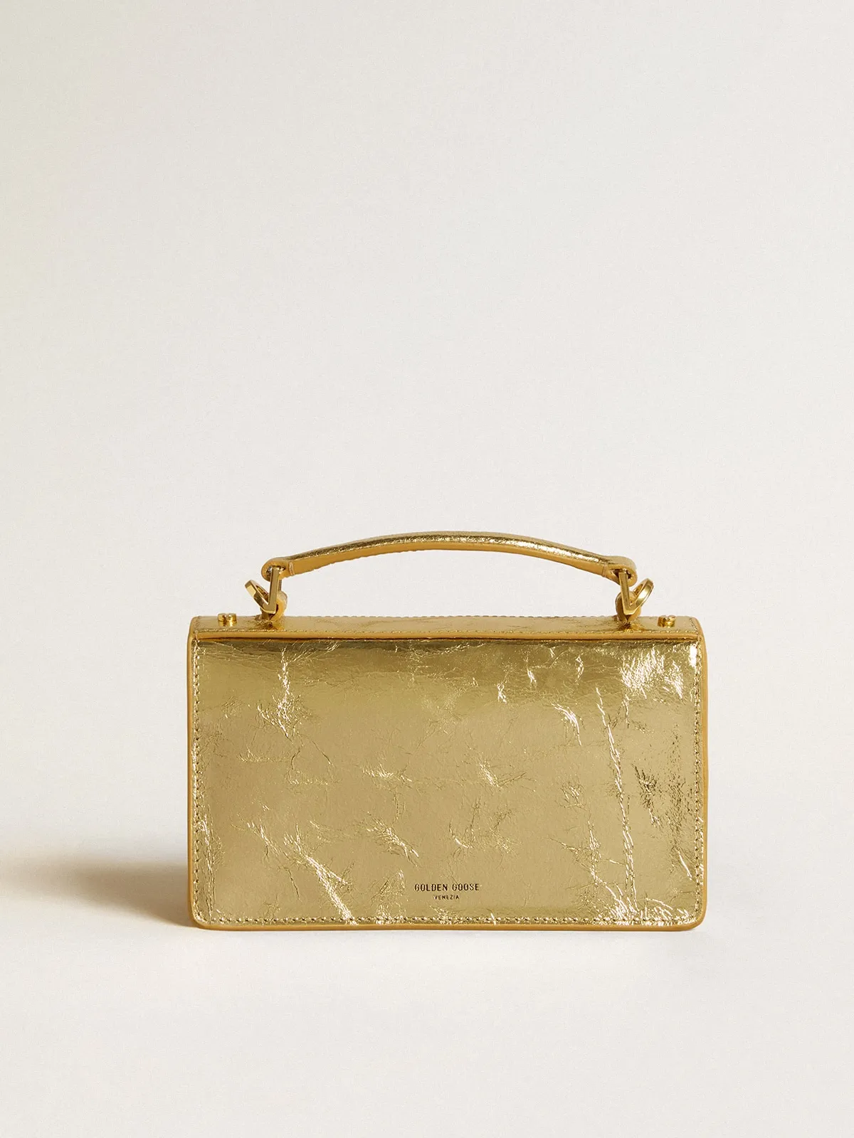 Small Venezia Bag in gold metallic leather with gold details