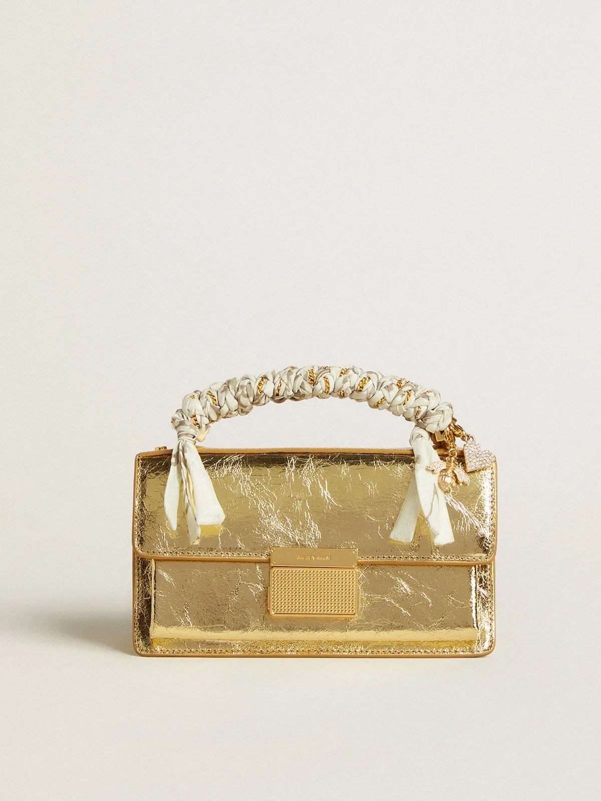 Small Venezia Bag in gold metallic leather with gold details