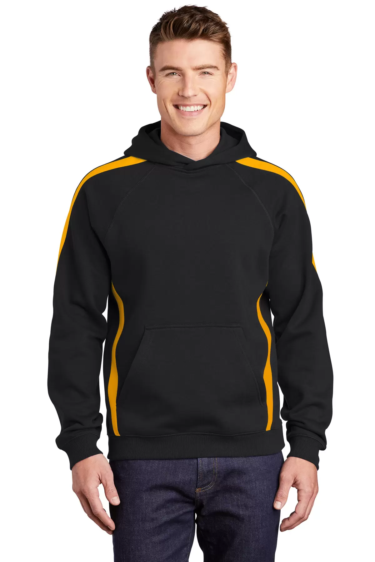 Sport Tek ST265 Sport-Tek Sleeve Stripe Pullover Hooded Sweatshirt SKU: ST265