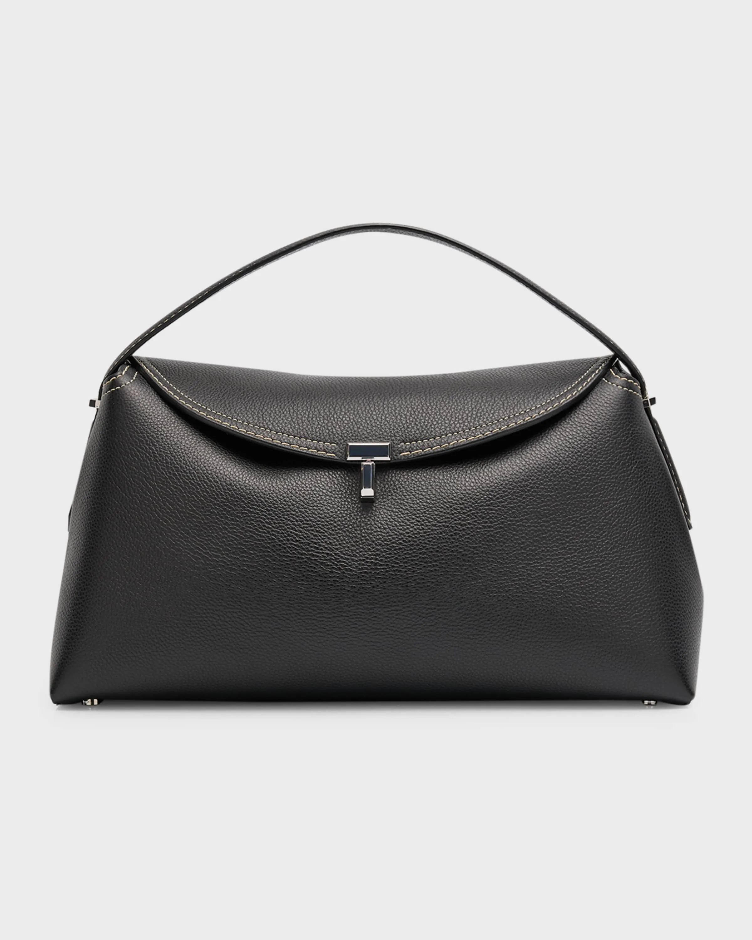 T-Lock Top Handle Bag in Pebble Grain Leather