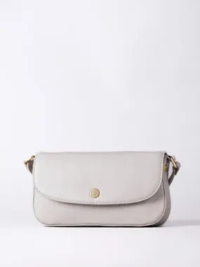 Tarnbeck Small Leather Flapover Cross Body Bag in Grey