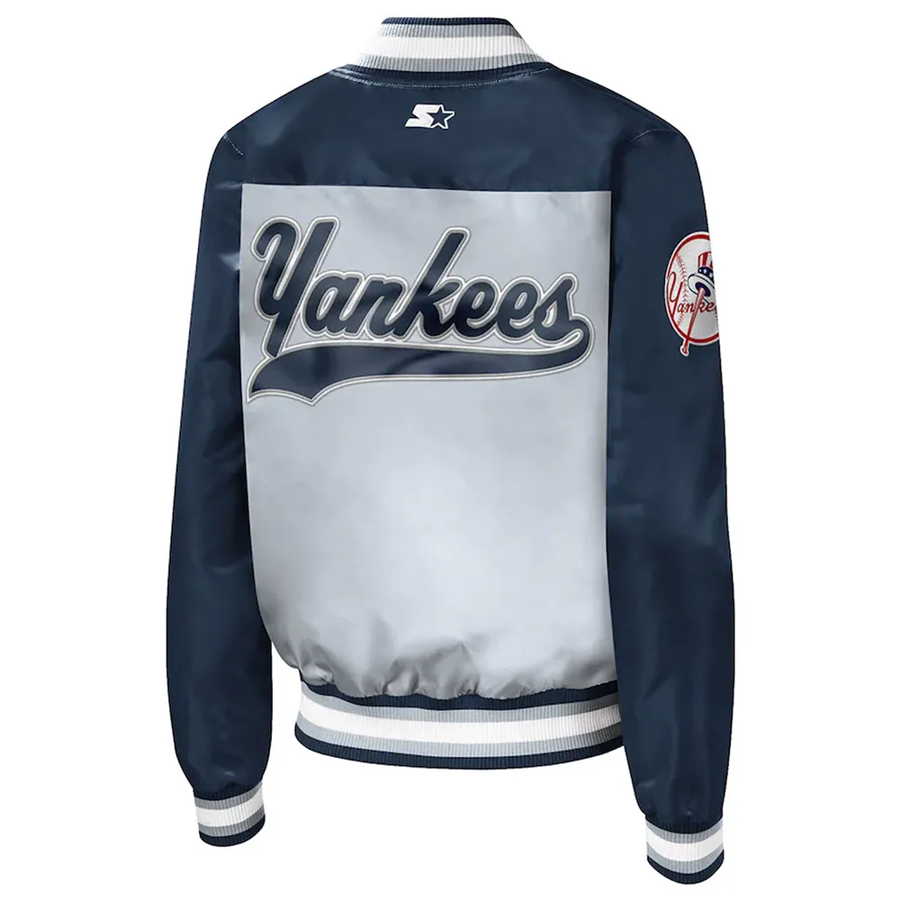 The Legend NY Yankees Navy and Gray Satin Jacket