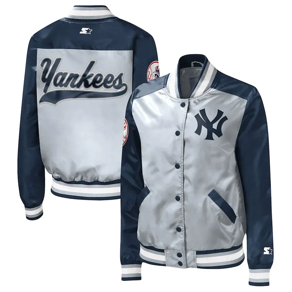 The Legend NY Yankees Navy and Gray Satin Jacket