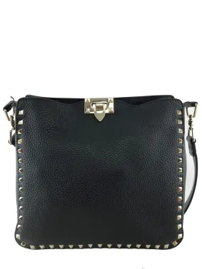 Valentino Rockstud Leather Hobo Messenger Bag