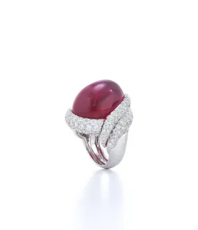 White Cap Ring, Rubellite