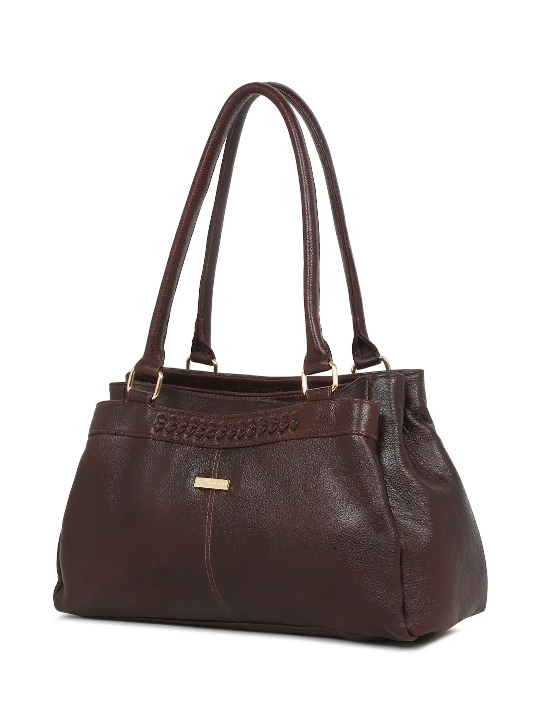 Women Brown Leather Handheld bag