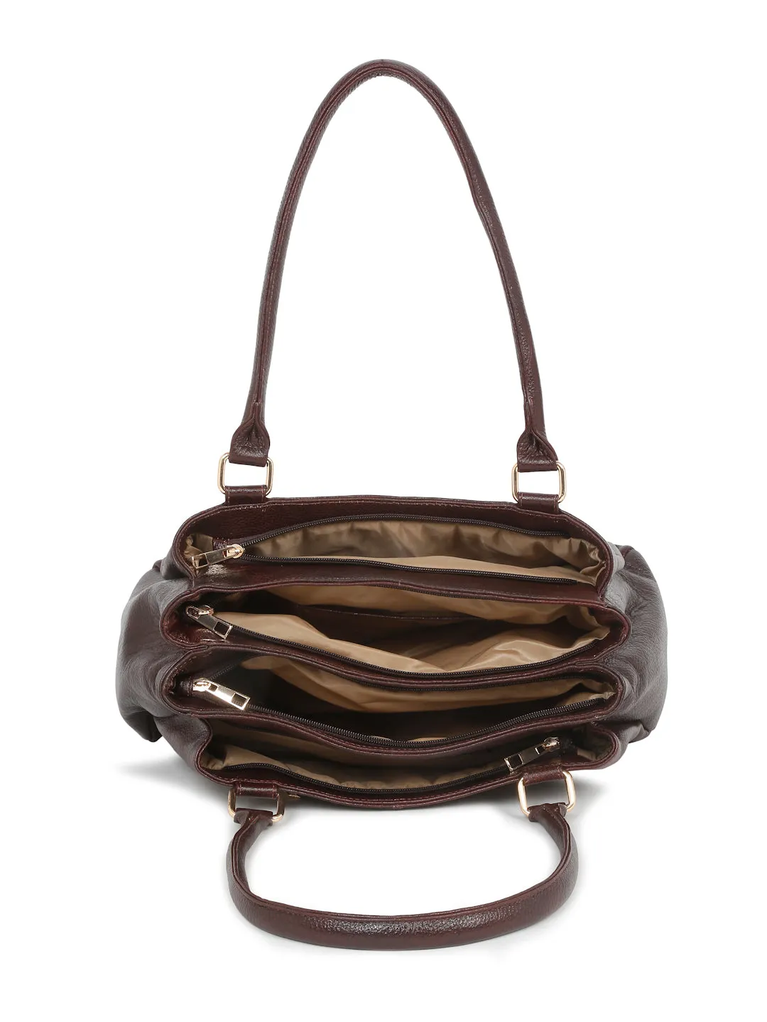 Women Brown Leather Handheld bag