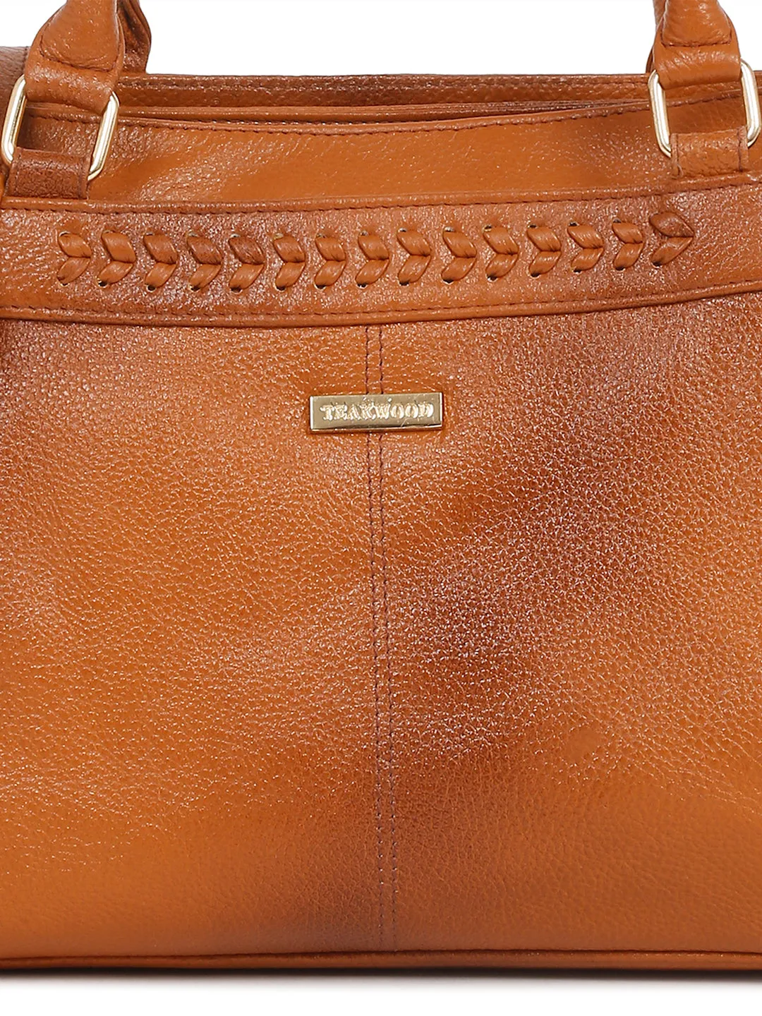 Women Tan Texture Leather Handheld Bag