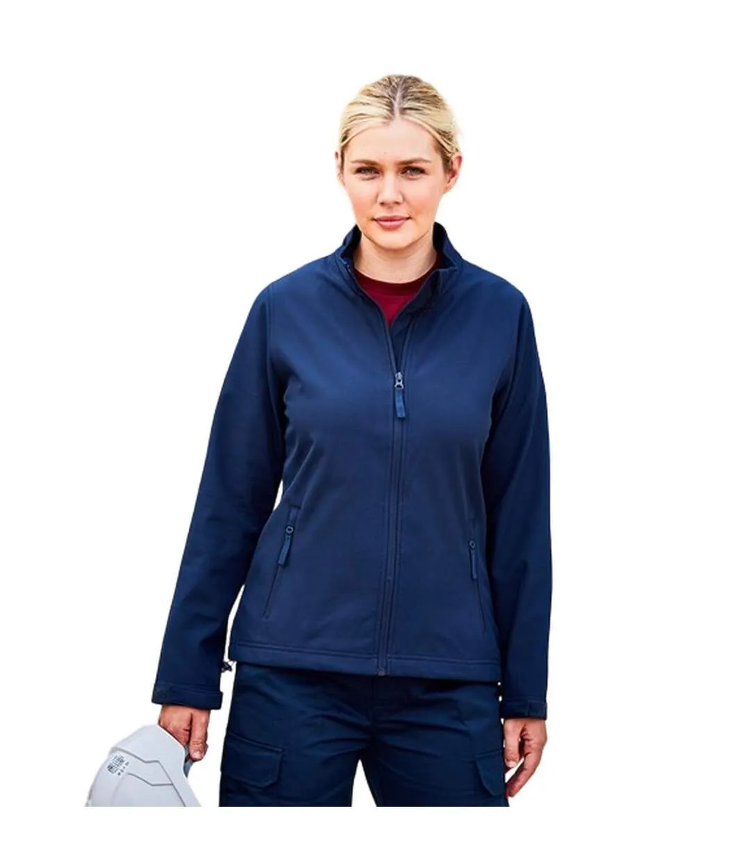 Womens/ladies double layered soft shell jacket navy PRO RTX